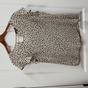 Papermoon tan with black dots flutter sleeve top